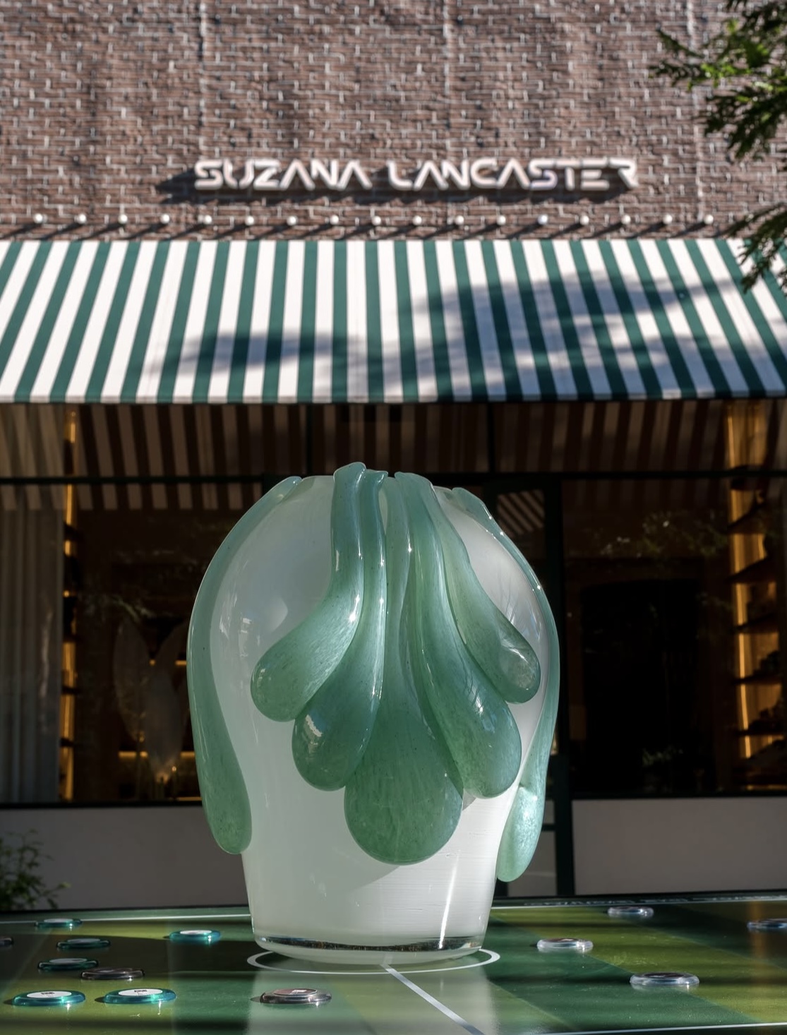 Vaso artesanal Murano em tom esmeralda Suzana Lancaster